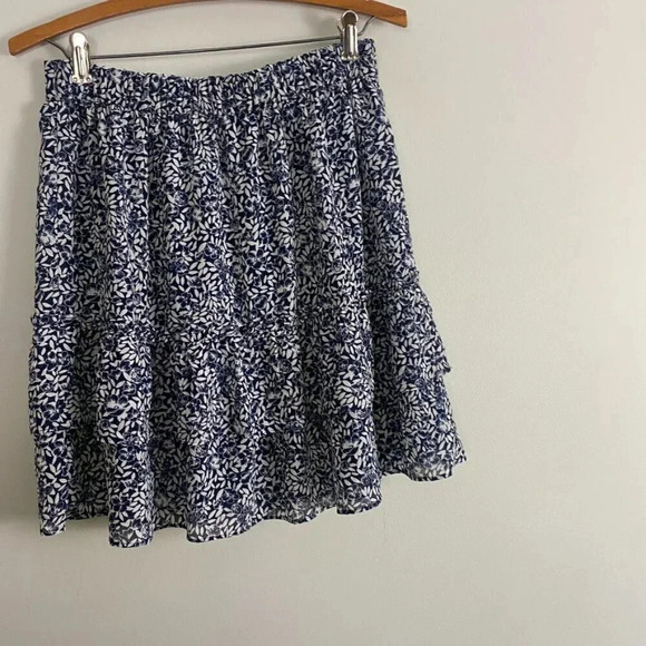 J. Crew Navy and White Floral Ruffle Mini Skirt - Picture 9 of 14